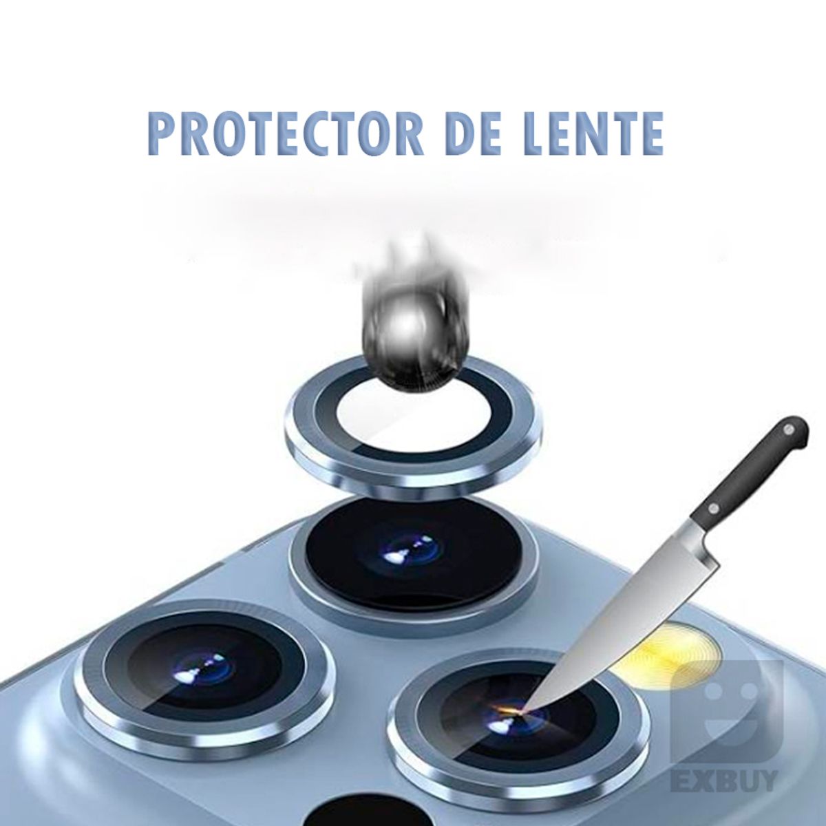 GENERICO - PROTECTOR DE CÁMARA PARA IPHONE 13 AZUL