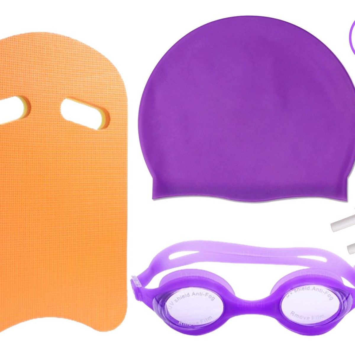 WINNER - Kit Natación Junior Tabla Lentes Gorro Lila  Bloqueador