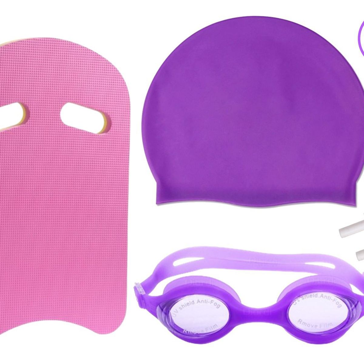 WINNER - Kit Natación Junior Tabla Lentes Gorro Lila  Bloqueador