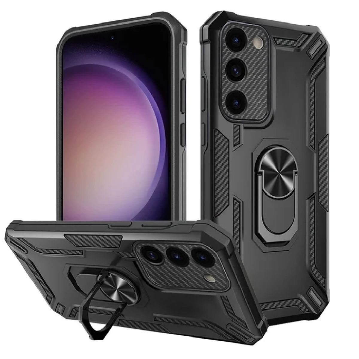 GENERICO - Funda for Xiaomi Note 8 Pro Holder Parante con Anillo Antishock Negro