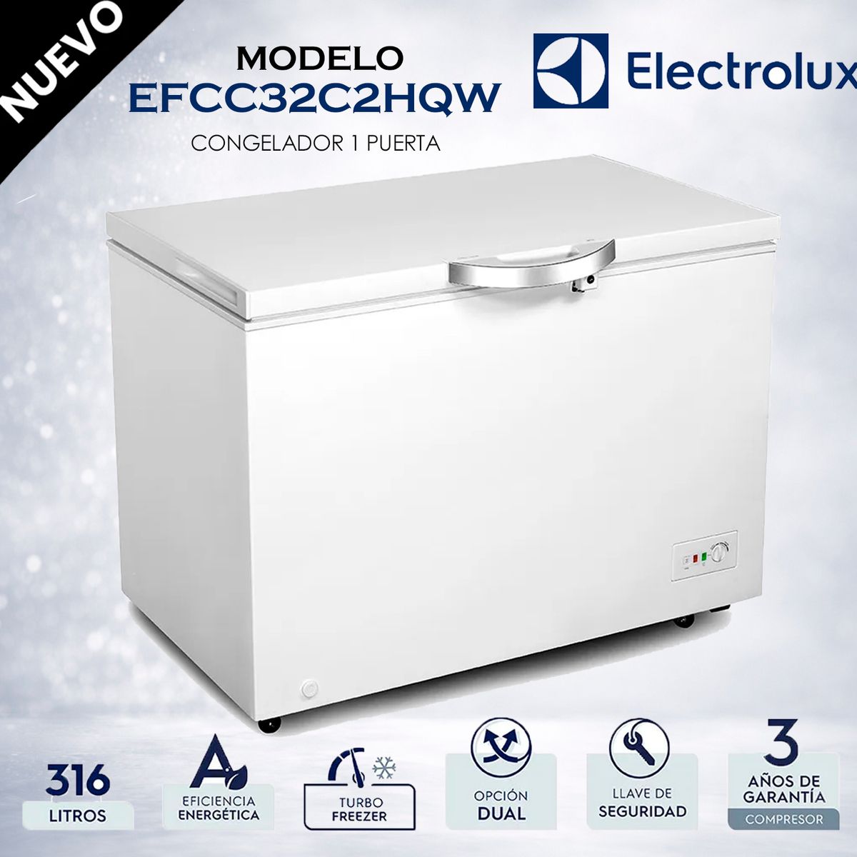 Electrolux - Congeladora Electrolux Horizontal Cycle Defrost 316L EFCC32C2HQW