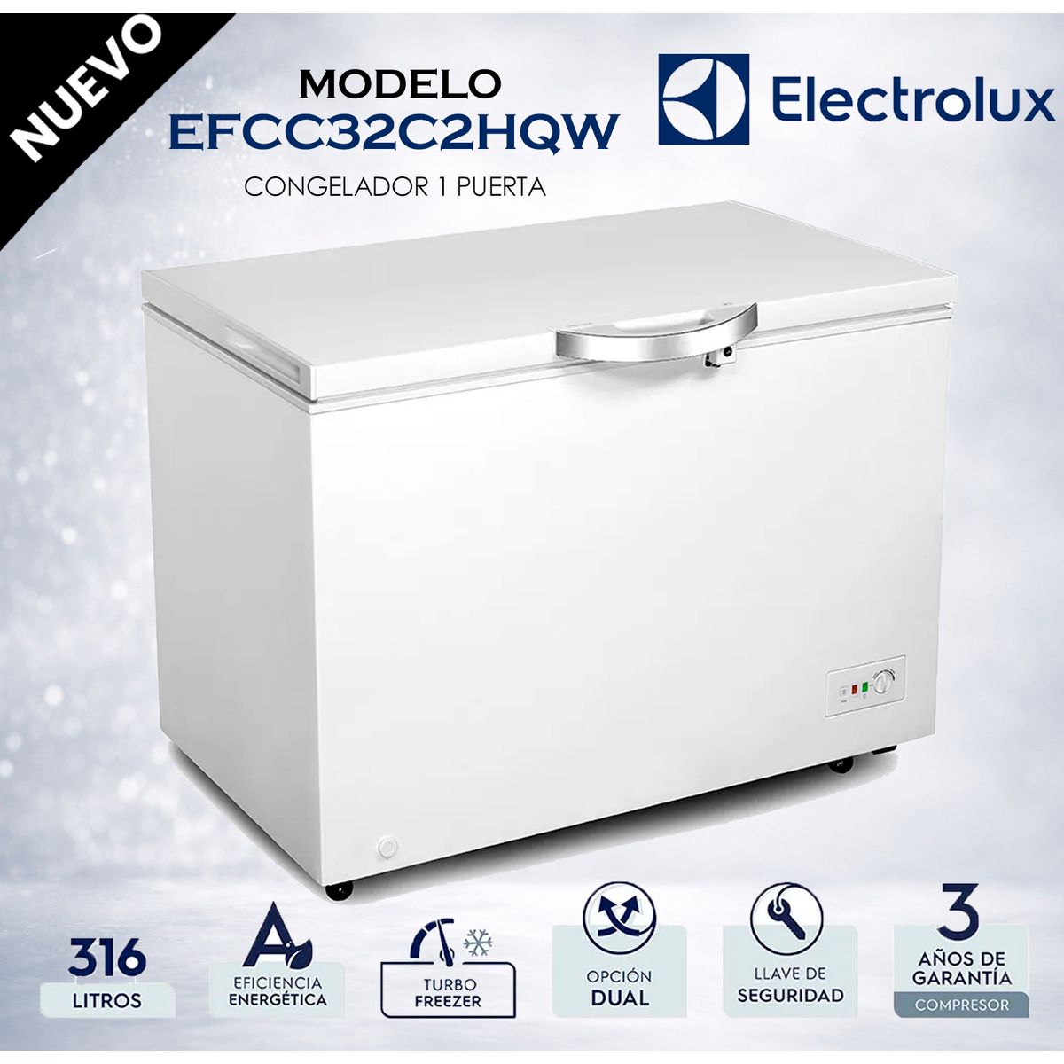 Electrolux - Congeladora Electrolux Horizontal Cycle Defrost 316L EFCC32C2HQW