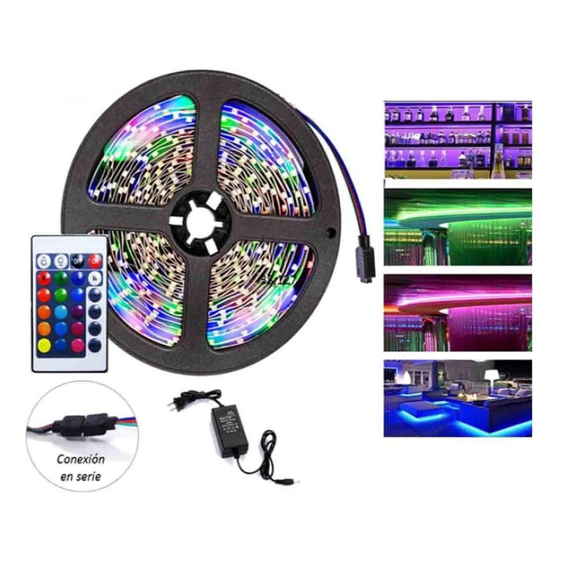 GENERICO - Rollo Led Luces Rgb 5 Mts C/control Remoto