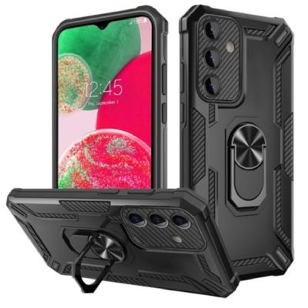 GENERICO - Funda for Motorola One Fusion Holder Parante + Anillo Antishock Negro