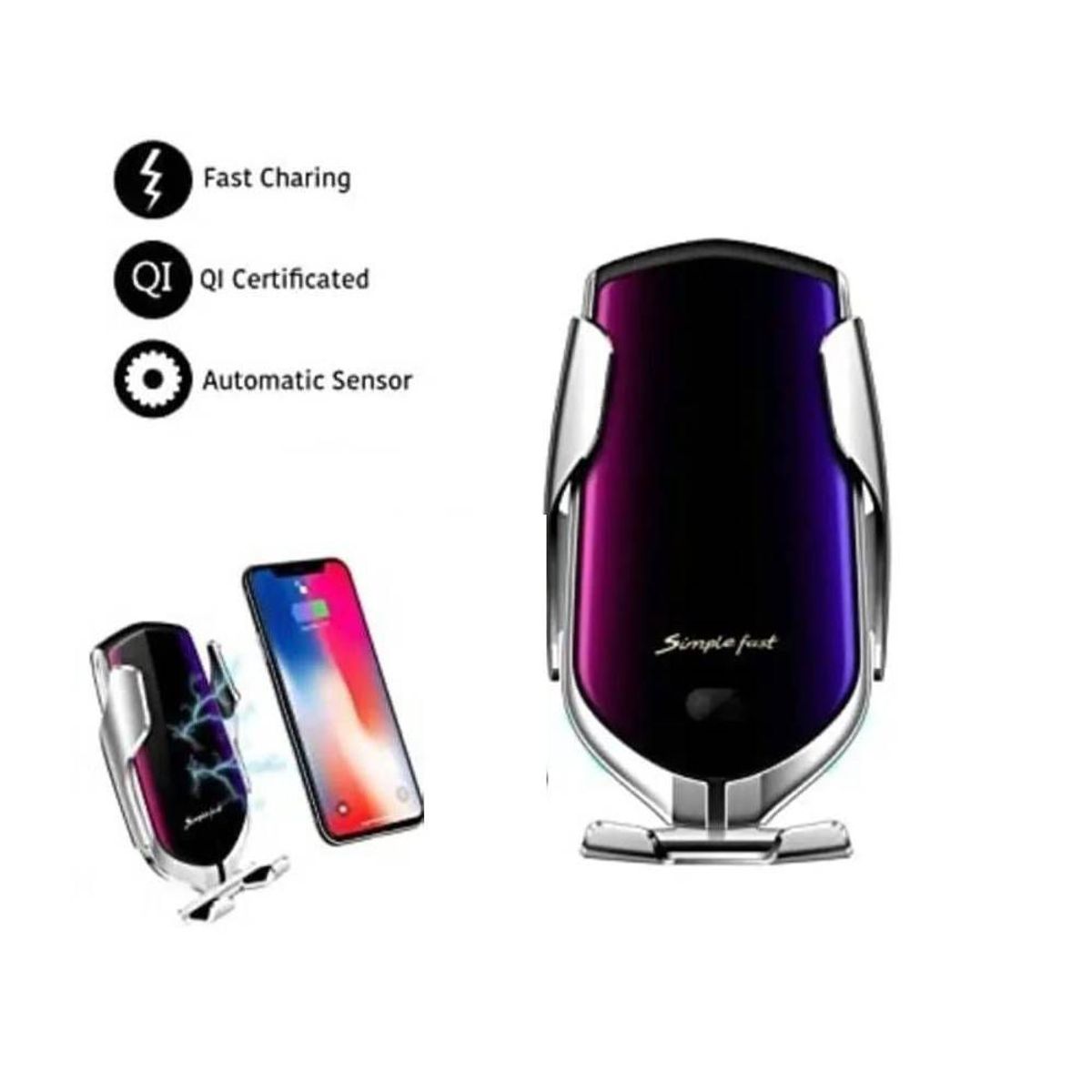 GENERICO - Holder Soporte de Celular Para Auto con Sensor Carga Inalambrica R1