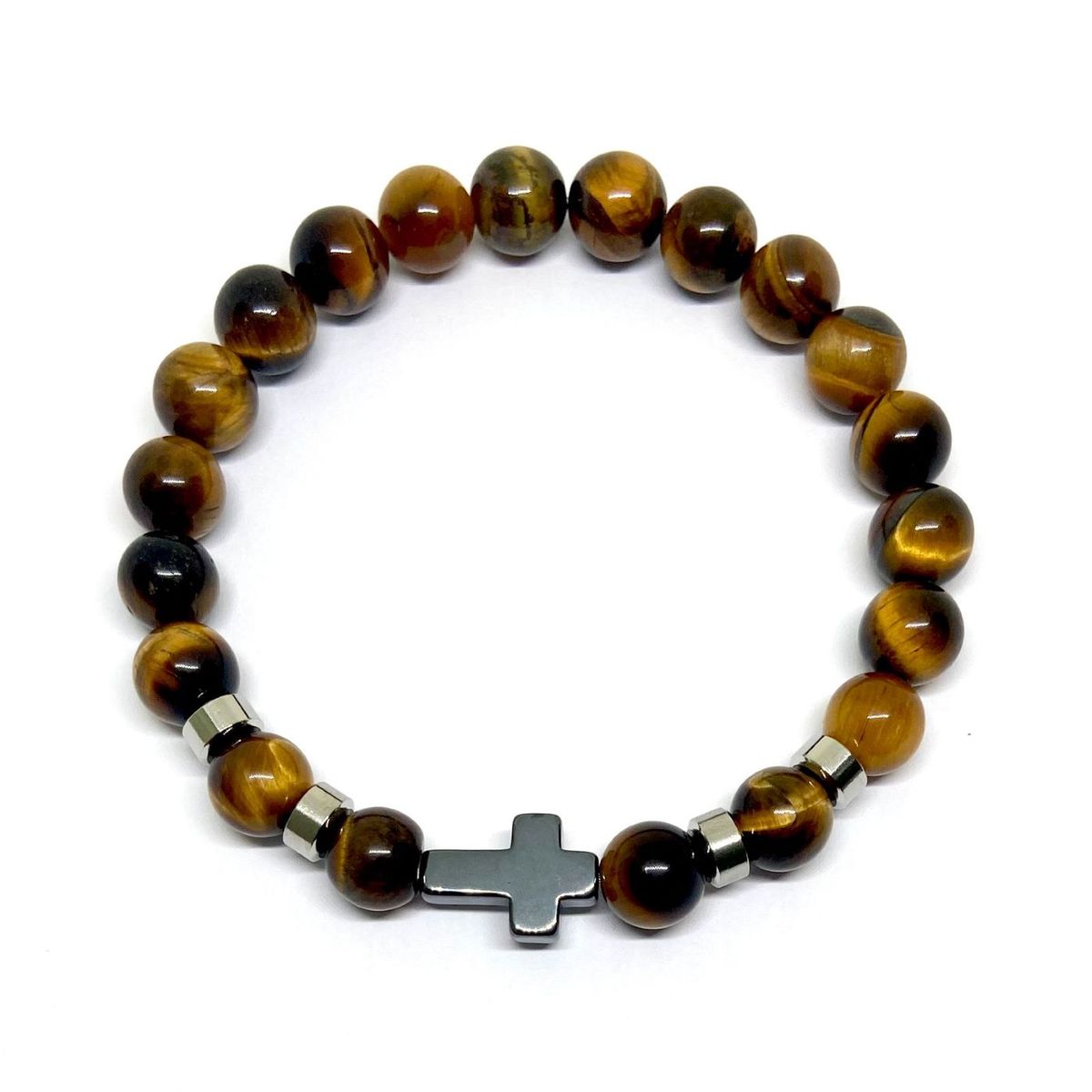 SANTORAL - Pulsera Aarón - Ojo de Tigre y Hematita
