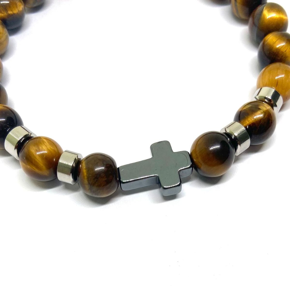 SANTORAL - Pulsera Aarón - Ojo de Tigre y Hematita