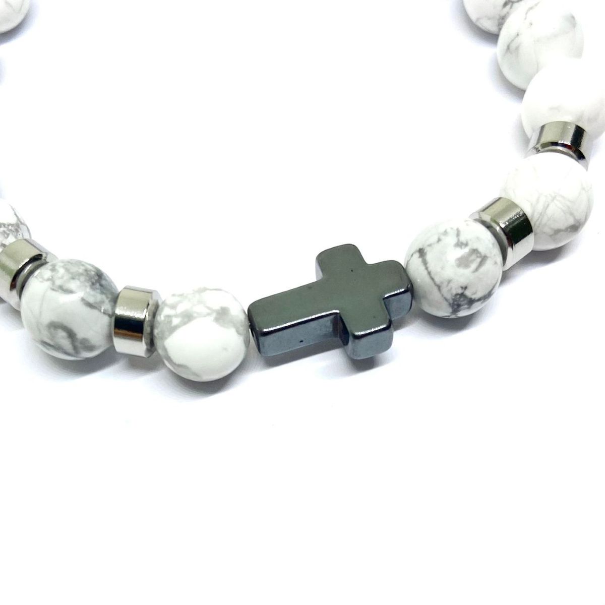 SANTORAL - Pulsera Joel - Howlita y Hematita