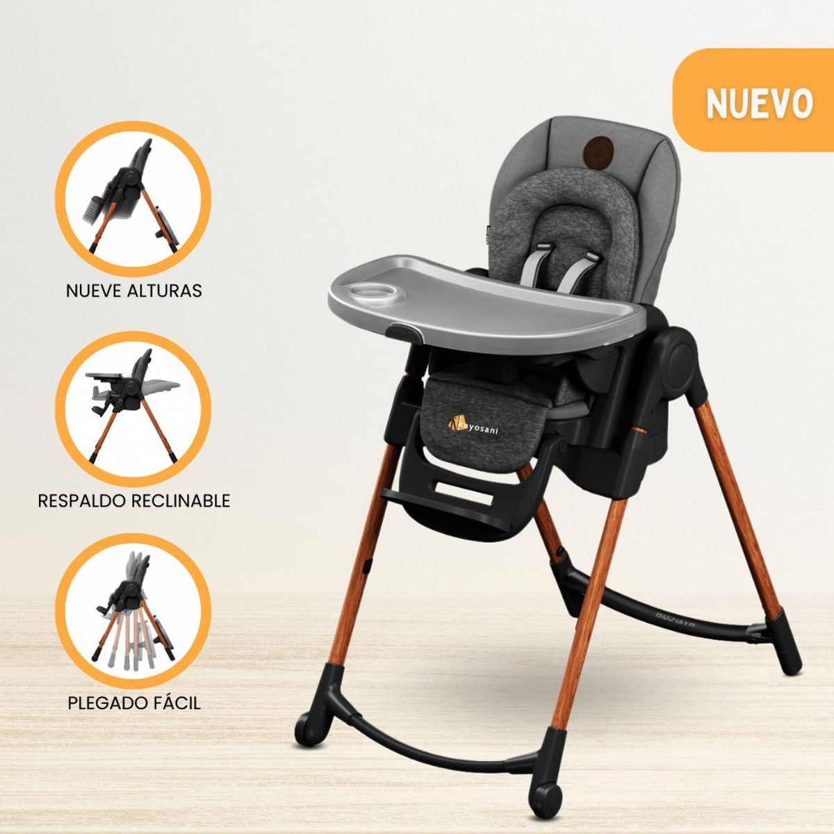 MAXI COSI - Silla de Comer Graduable 6 en 1 »MINLA ESSENTIAL» Light Gray