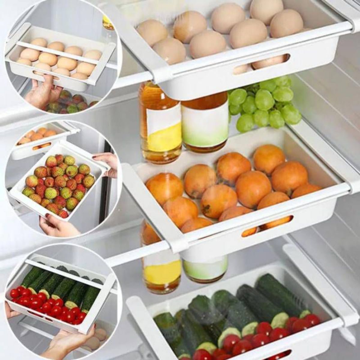 GENERICO - Pack x1 Canasta Organizadora Para Refrigeradora blnco