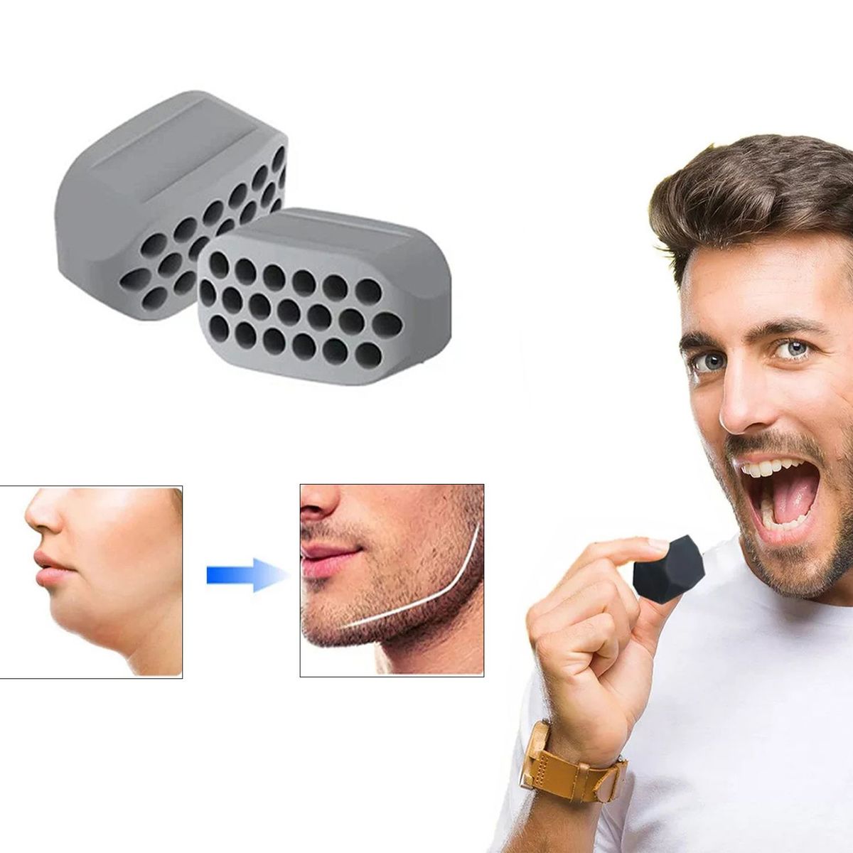 GENERICO - Ejercitador Tonificación Mandíbula 2 und Gris