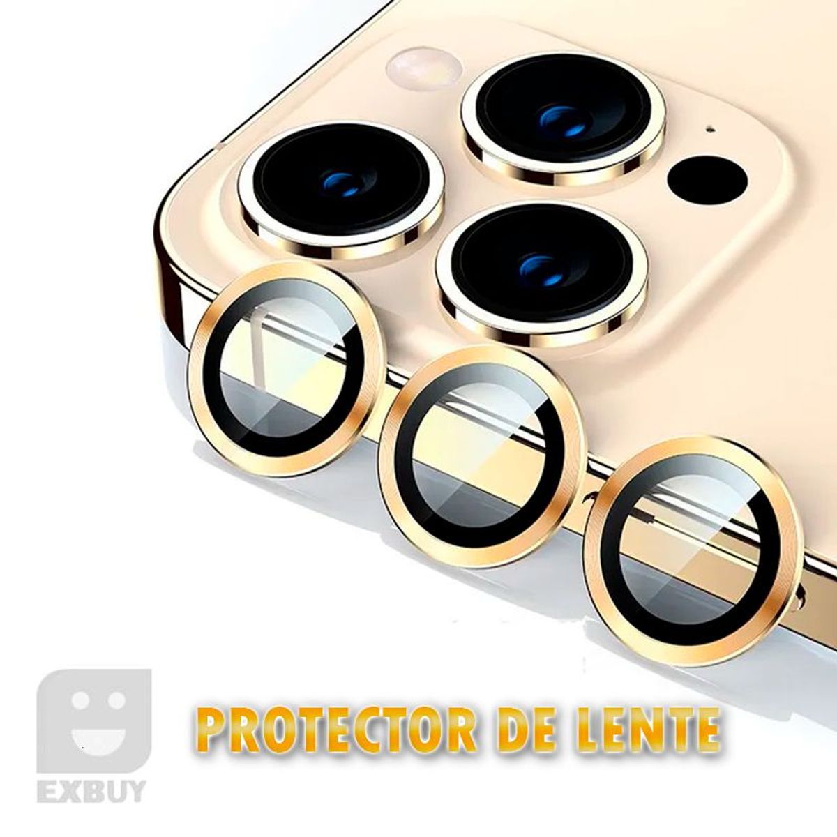 GENERICO - LENTE PROTECTOR DE CAMARA METALIZADO DORADO PARA IPHONE 14 PRO