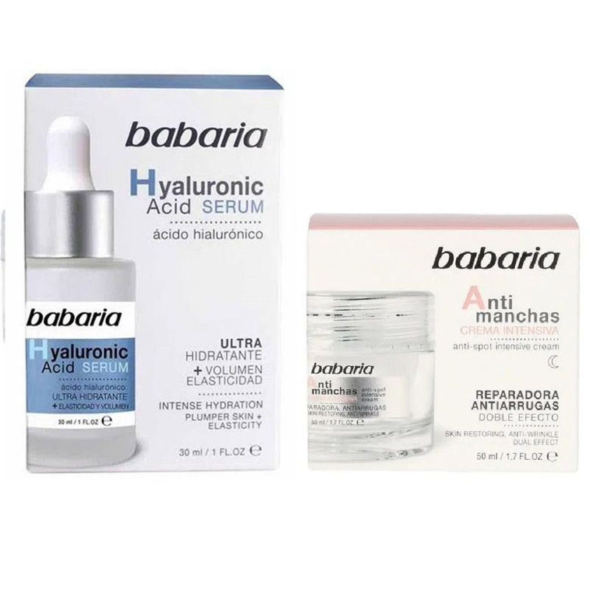 BABARIA - Suero Facial de Ácido Hialurónico + Crema Facial de  Anti Manchas - Babaria