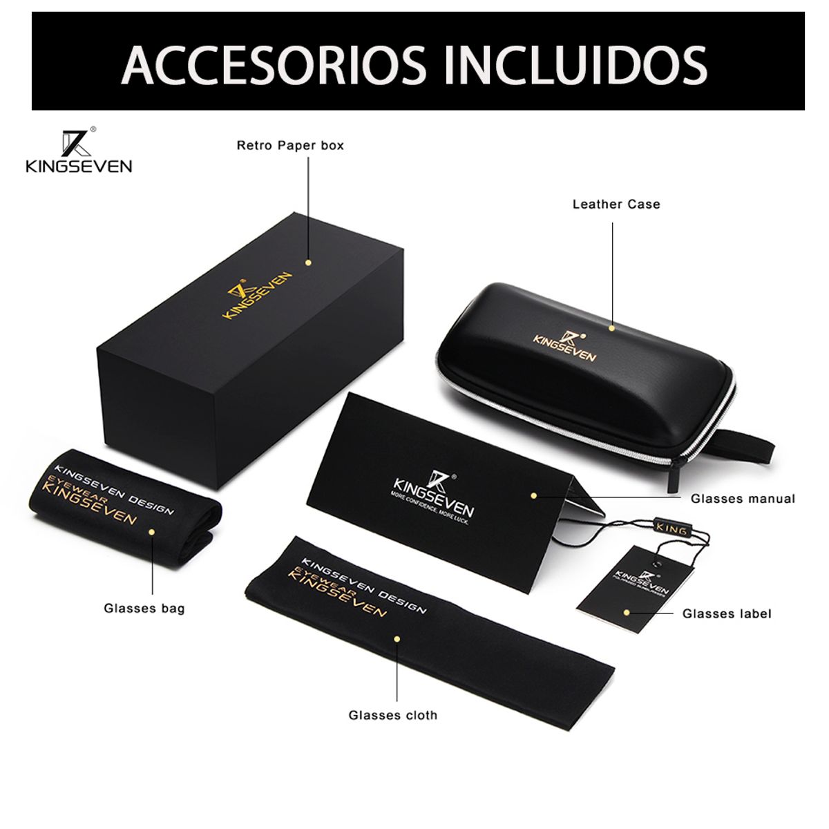 KINGSEVEN - Lentes de Sol Polarizados Kingseven Unisex Uv400 Negro verde