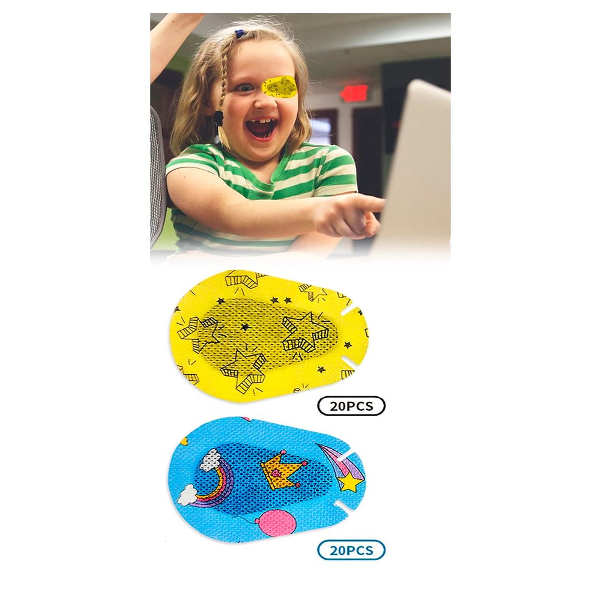 GENERICO - 40 Parches Oculares Para Niño Ojo Perezoso Ambliopía Amarillo