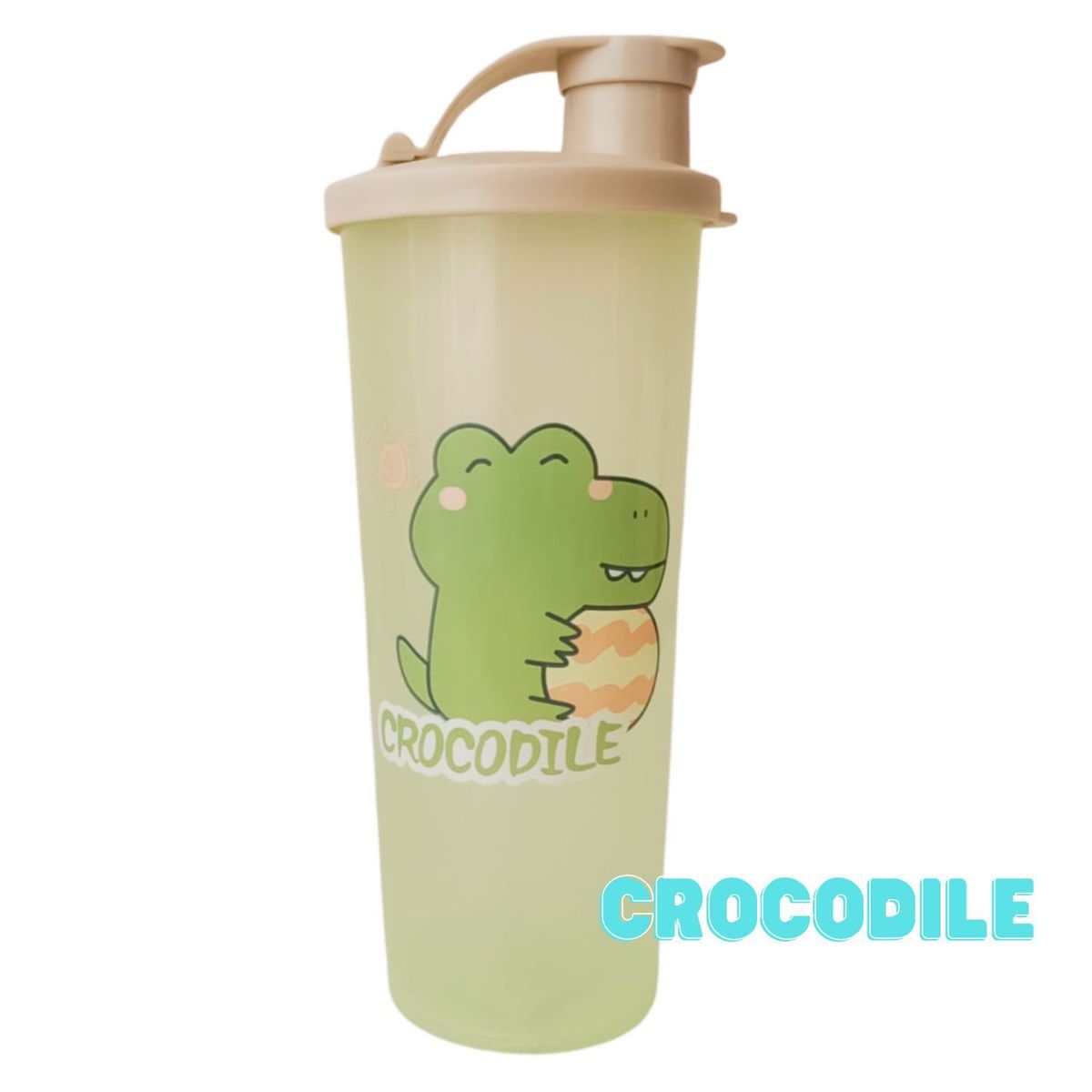 GENERICO - Vaso Tomatodo Kawaii Crocodile 2 en 1