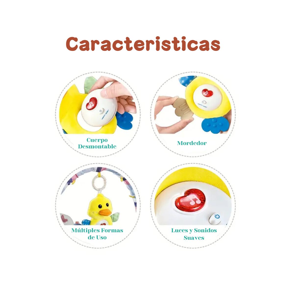 GENERICO - Juguete Pato Sensorial para Bebe Musical y Sonidos Suaves