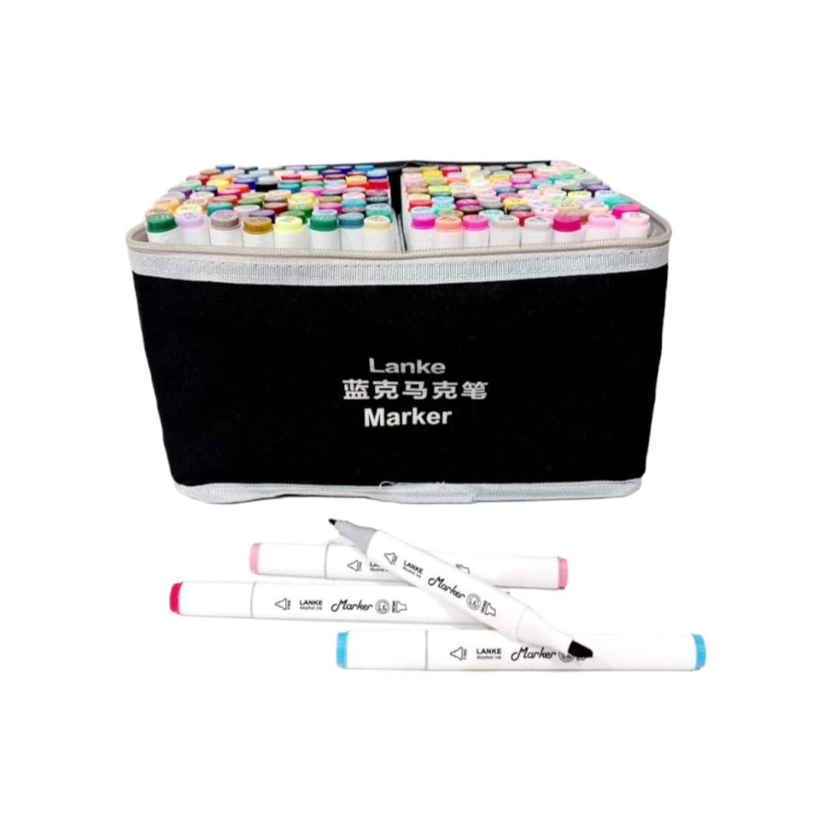 GENERICO - Plumones doble punta pincel y marcador x168 und con estuche