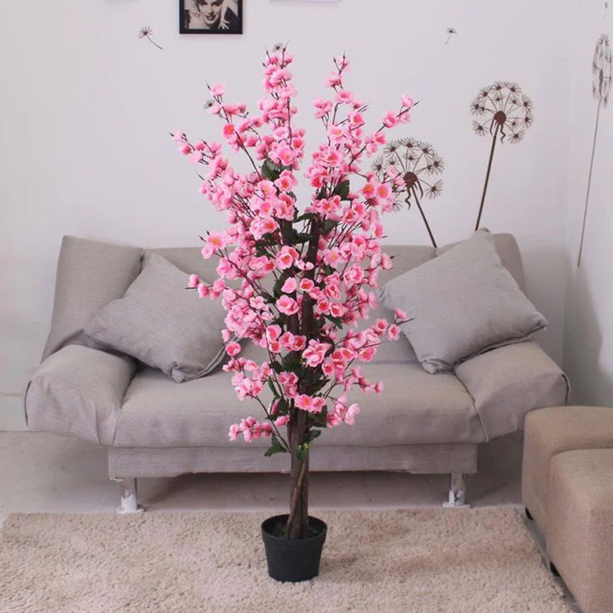 GENERICO - Planta artificial flores rosadas 1.20 m.