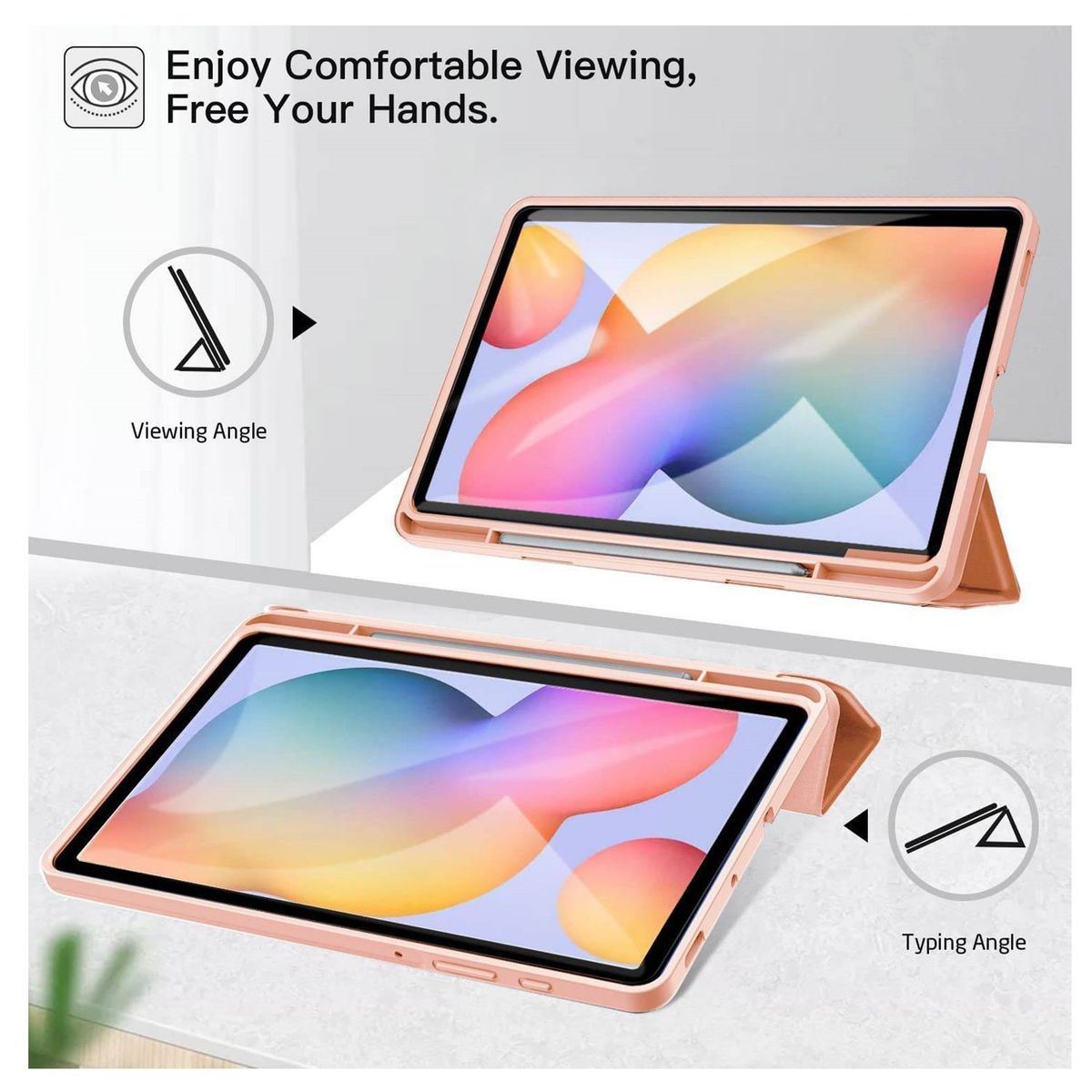 GENERICO - Funda Flip Magnética Tablet Samsung Tab s6 Lite 10.4 2020 Rosado