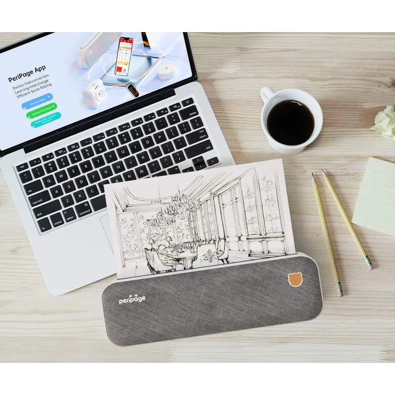 PERIPAGE - Mini impresora térmica bluetooth PERIPAGE A40 para papel A4