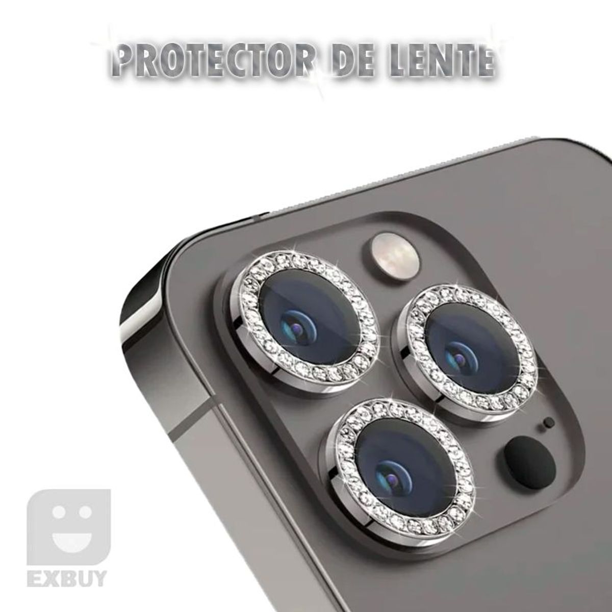 GENERICO - PROTECTOR DE CÁMARA PARA IPHONE 11 PRO MAX DIAMANTE NEGRO