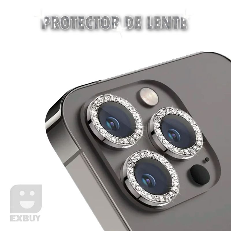 GENERICO - PROTECTOR DE CÁMARA PARA IPHONE 14 PLUS DIAMANTE NEGRO