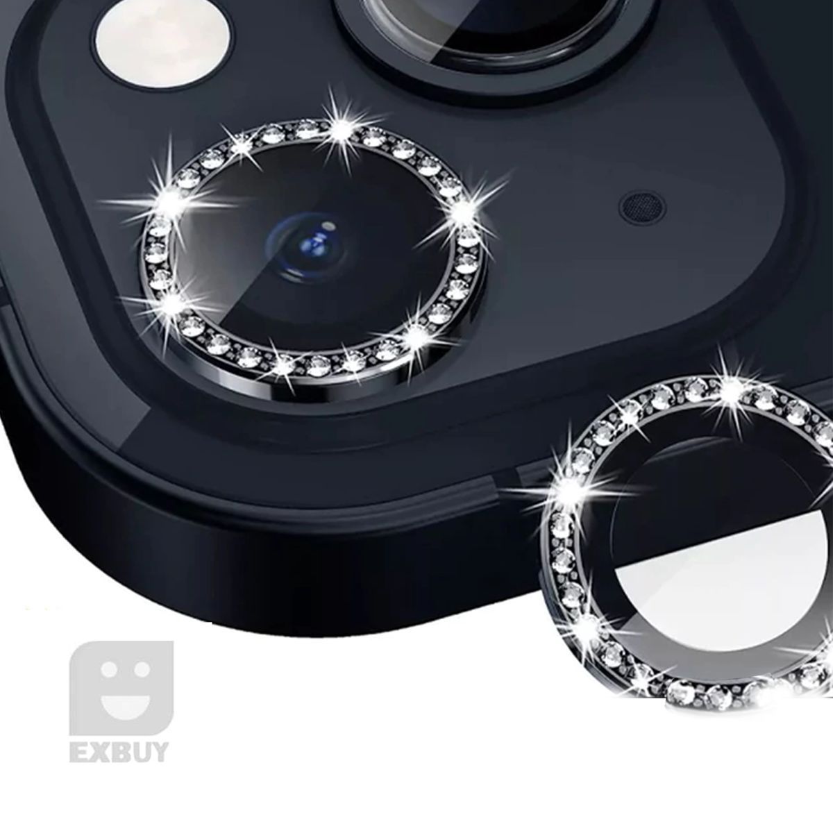 GENERICO - PROTECTOR DE CÁMARA PARA IPHONE 14 PRO DIAMANTE NEGRO