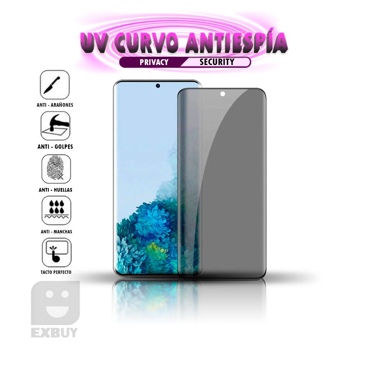 GENERICO - Mica Vidrio Curvo UV Antiespia para Samsung Galaxy S22 Ultra