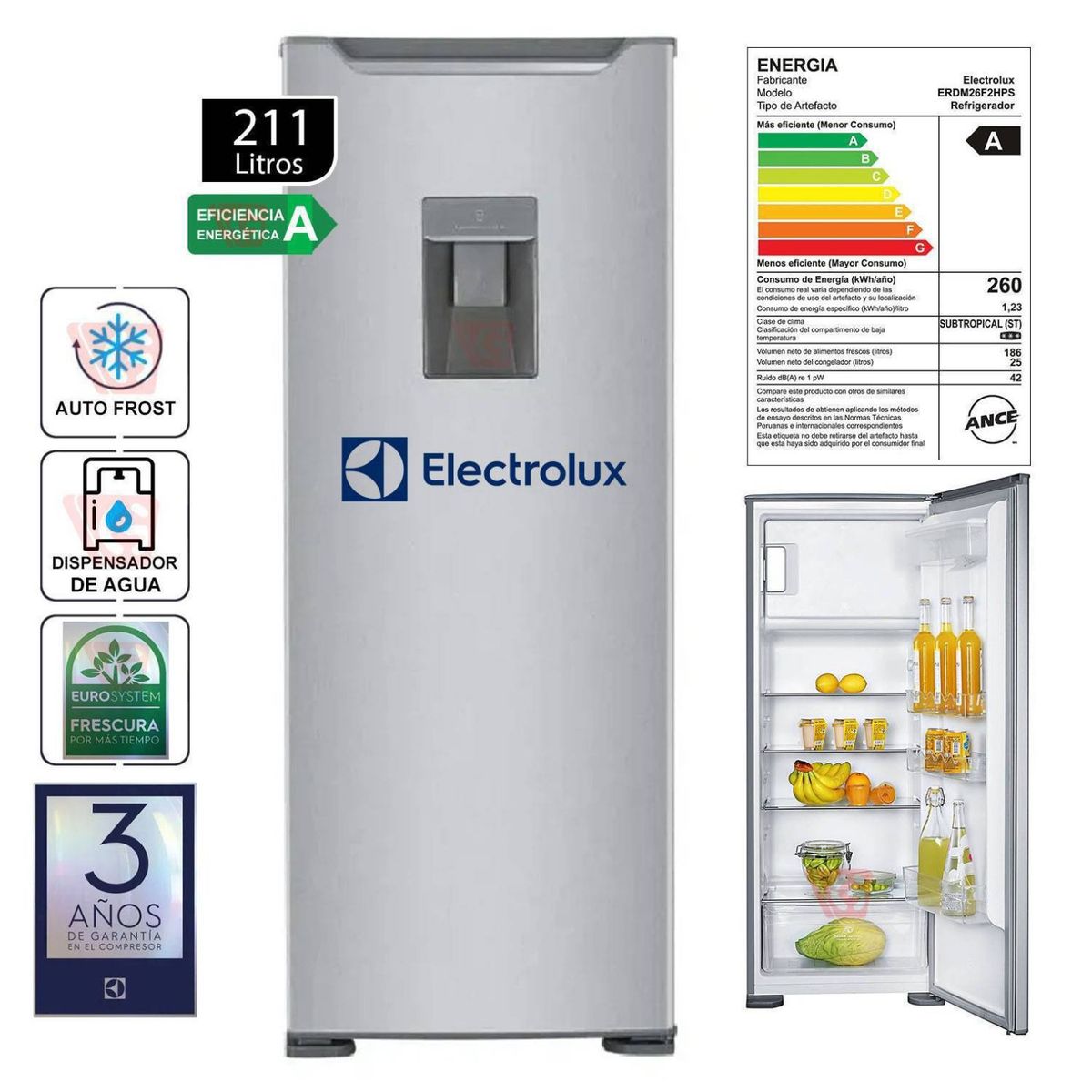 ELECTROLUX - Refrigeradora Electrolux Frost 211L ERDM26F2HPS - Gris