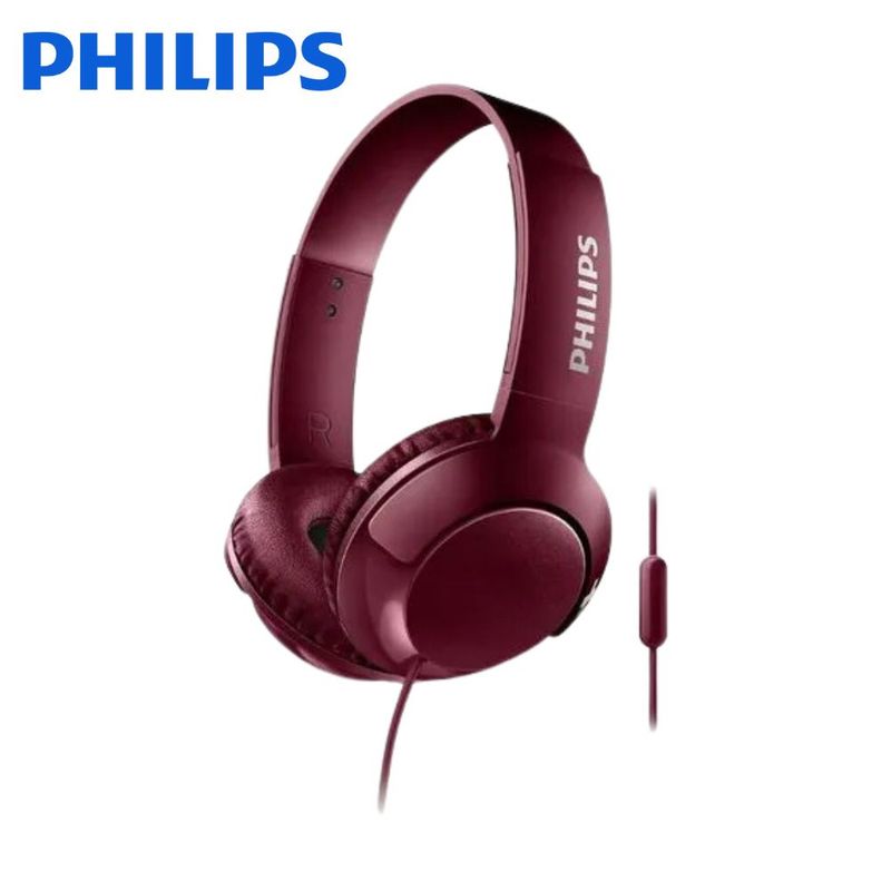 PHILIPS - Philips BASS SHL3075 Alámbrico Rojo Vino Audífonos OnEar con Micrófono