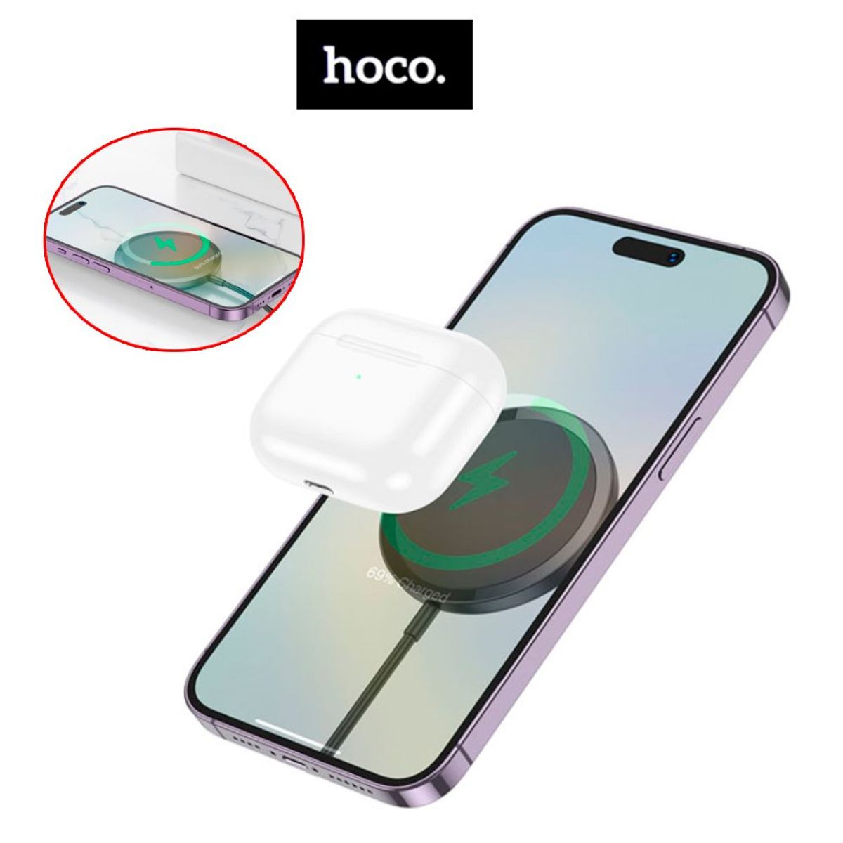 GENERICO - Cargador Inalambrico Magnetico Hoco CW52 15W Smartphones Celular