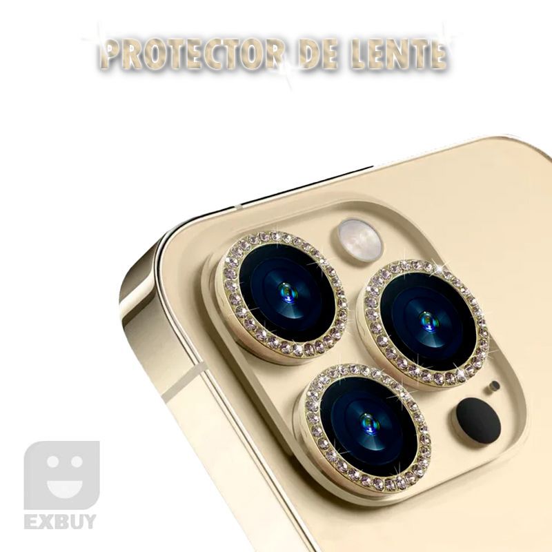 GENERICO - LENTE PROTECTOR DE CAMARA DIAMANTE DORADO PARA IPHONE 14 PRO MAX