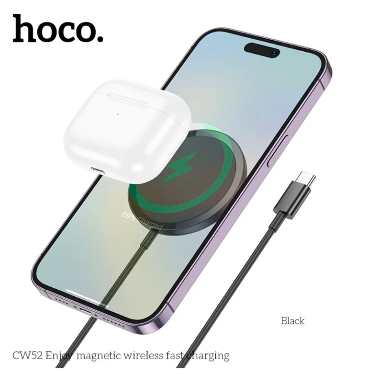 HOCO - Cargador Inalambrico Magnetico Hoco CW52 15W Smartphones Celular