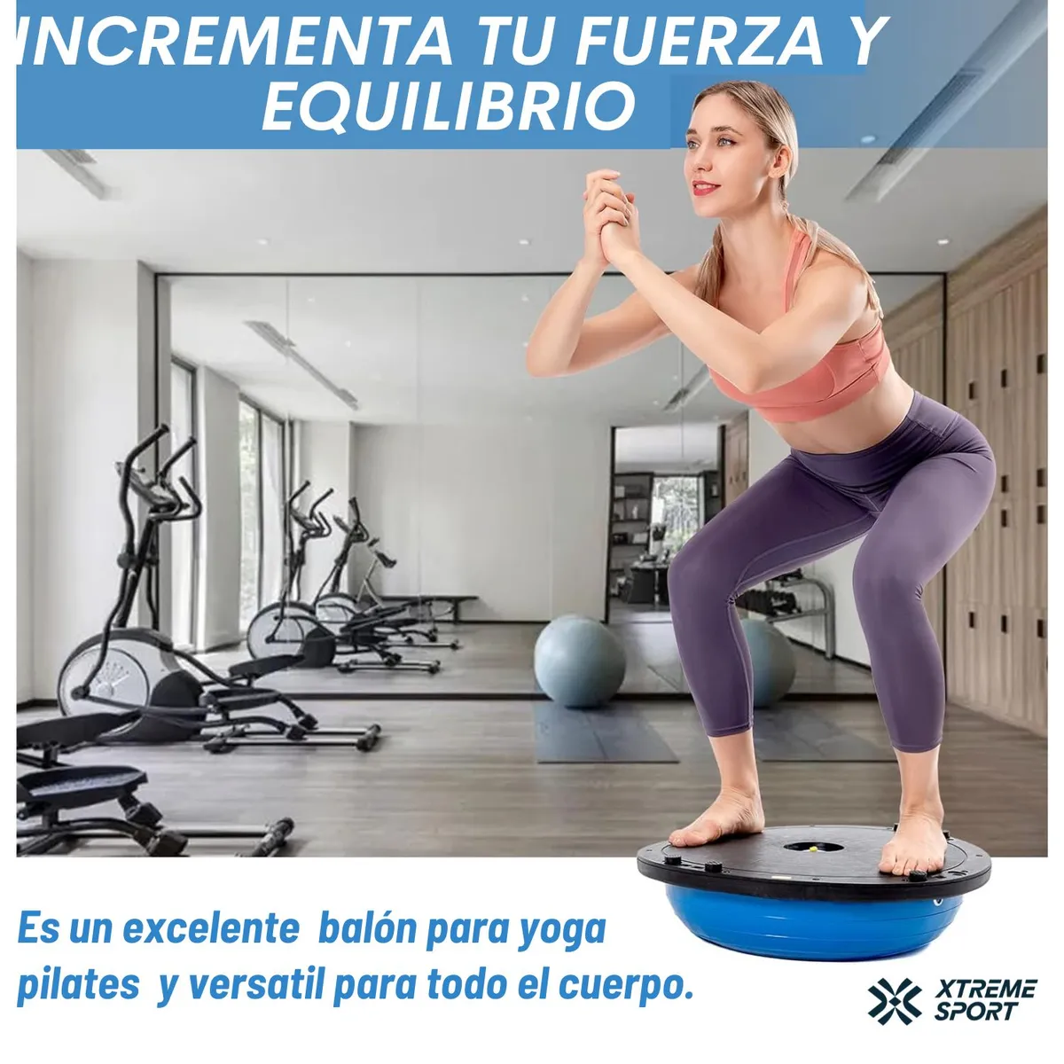 XTREME SPORT - Balon Bosu + Ligas  soporte 150kg Pelota de Equilibrio