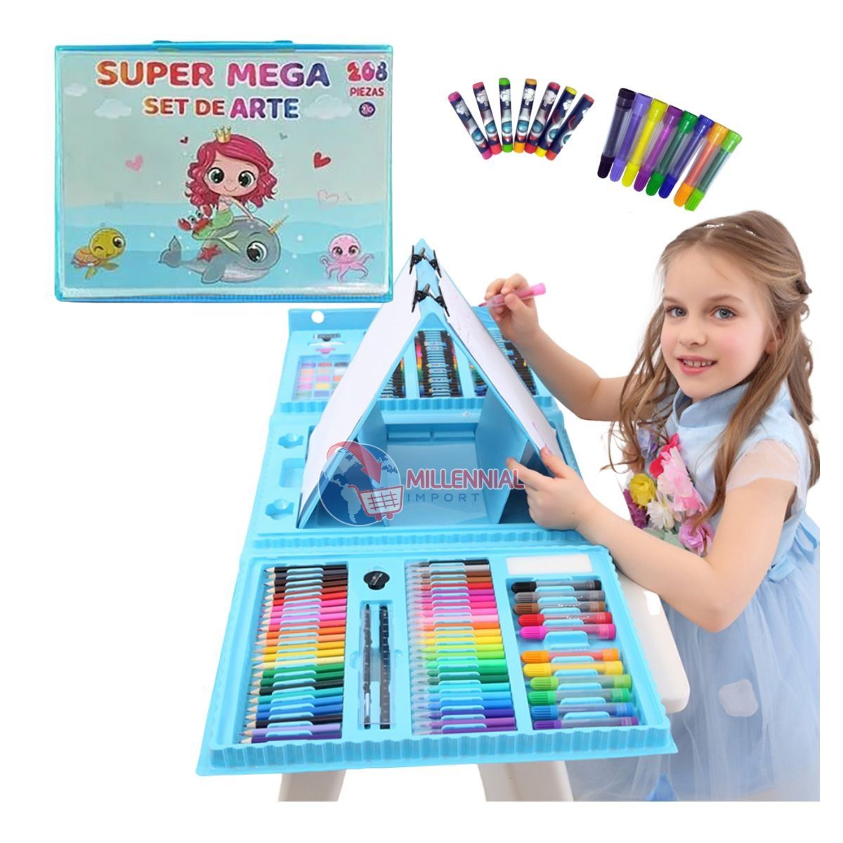 GENERICO - Set de Arte 208 Piezas Dibujo Creativo para Niña