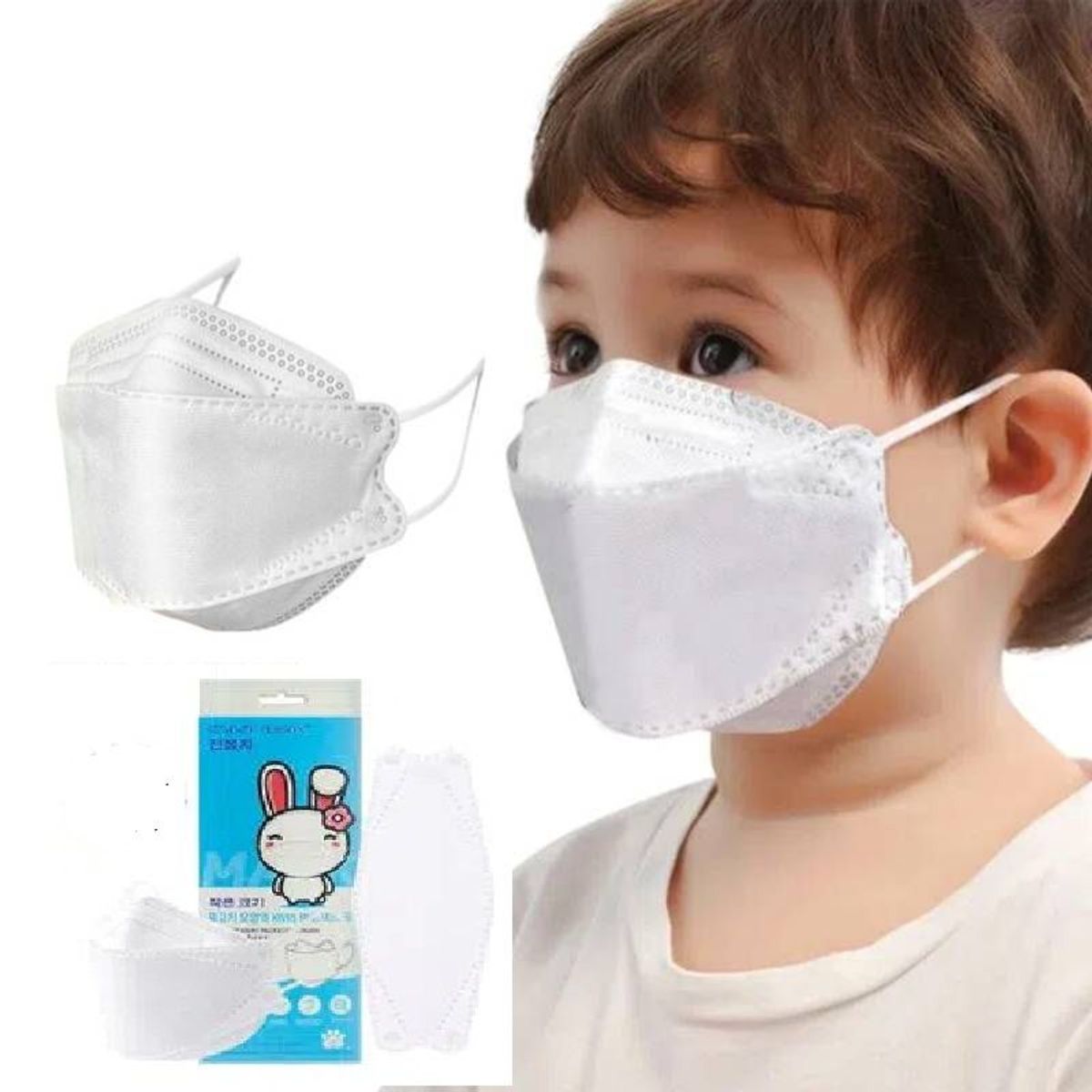 GENERICO - MASCARILLA KF94 FISH x 100 Unidades BLANCA  NIÑO