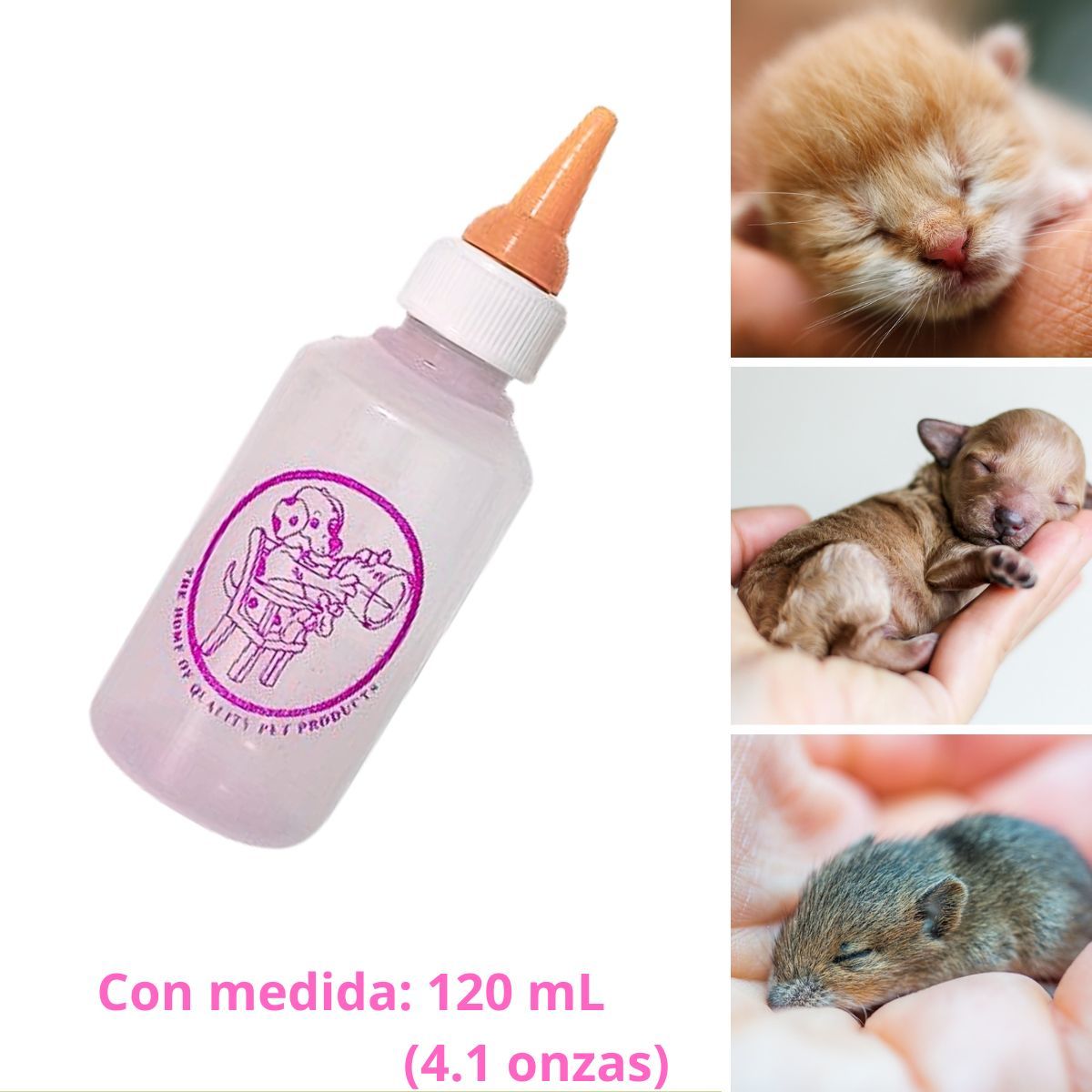GENERICO - BIBERON PARA MASCOTAS-PERRO GATO x 120 mL - ROSADO