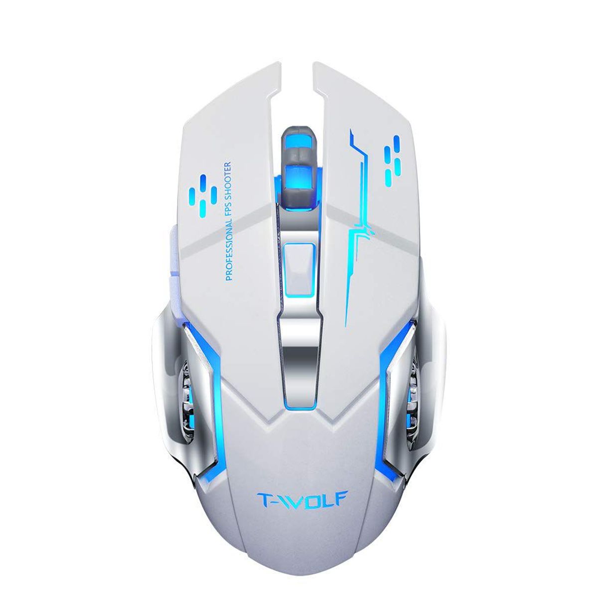 TWOLF - MOUSE INALAMBRICO GAMER RECARGABLE LUZ RGB  - Twolf Blanco