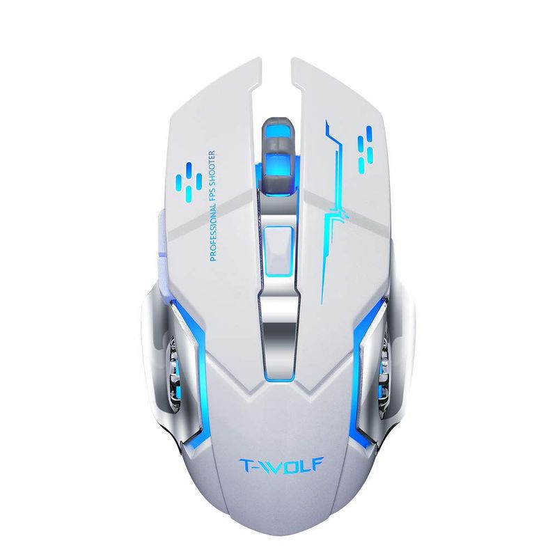 TWOLF - MOUSE INALAMBRICO GAMER RECARGABLE LUZ RGB  - Twolf Blanco