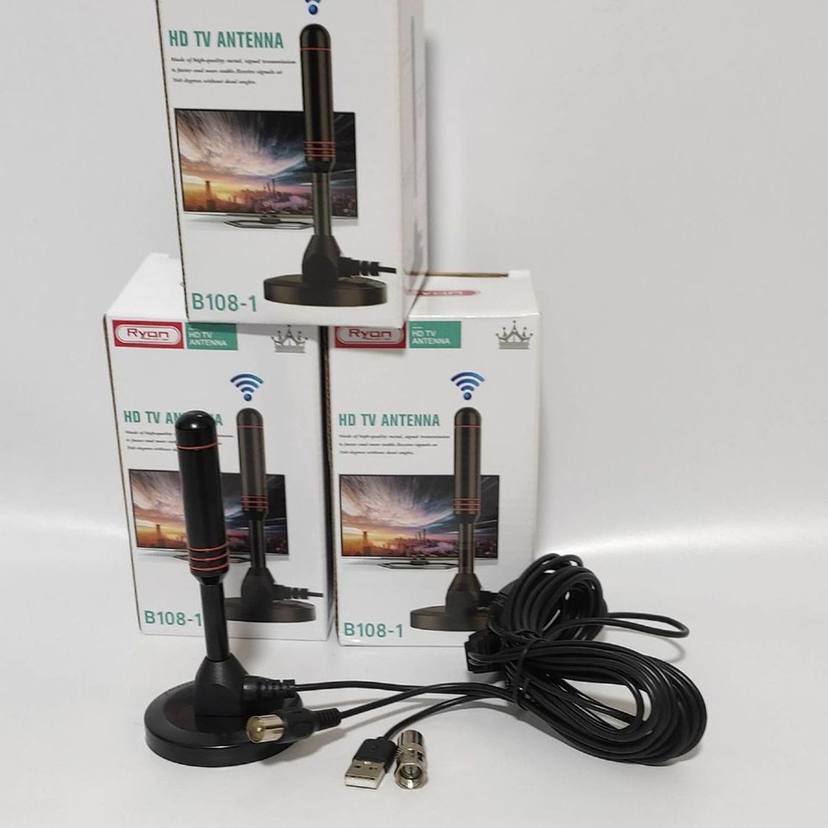 GENERICO - Antena Para Tv Smart HD Amplificada Interior 5m Coaxial USB