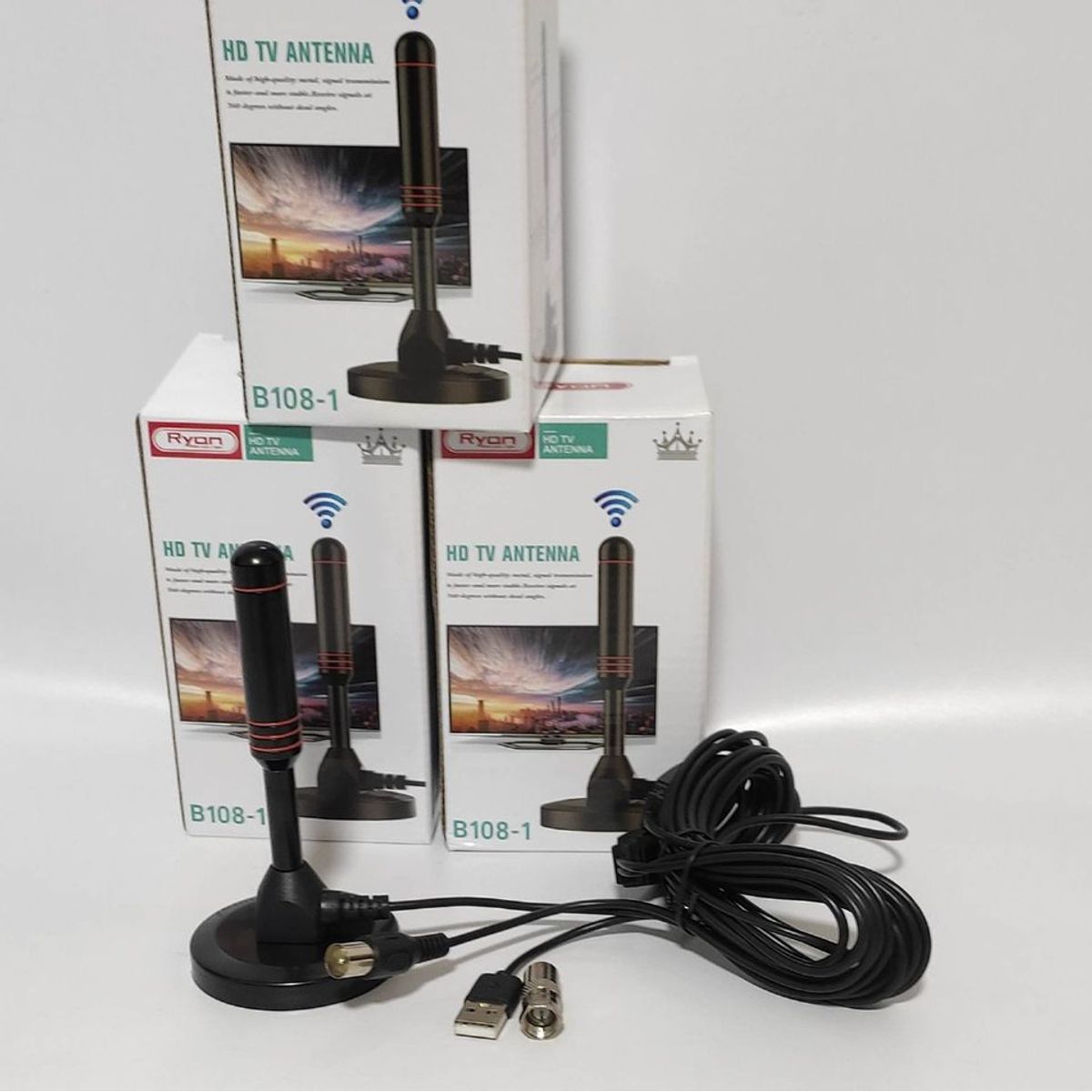 GENERICO - Antena Para Tv Smart HD Amplificada Interior 5m Coaxial USB