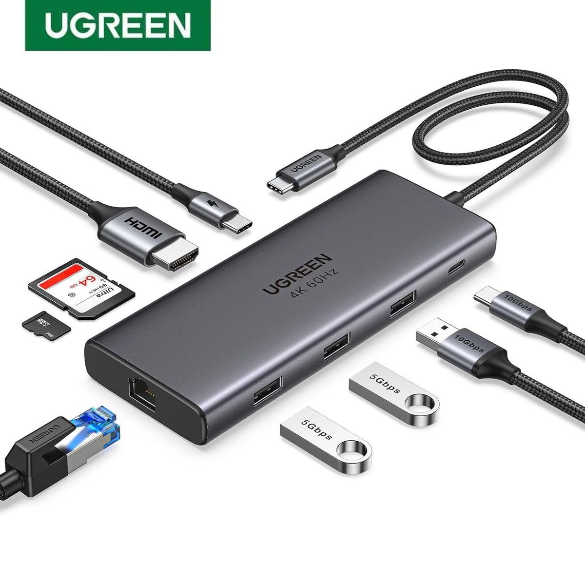 UGREEN - Hub tipo C 9 en 1 USB3.2 Gen 2 10Gbs UGREEN