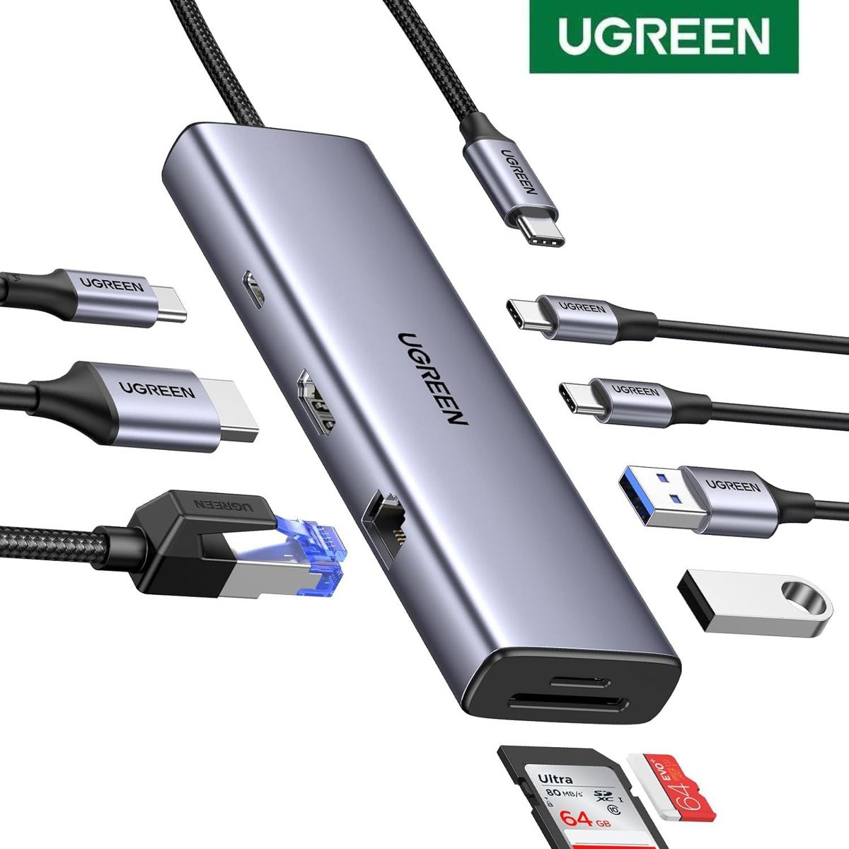 UGREEN - Hub tipo C 9 en 1 Dual Usb-C 4K 60hz UGREEN