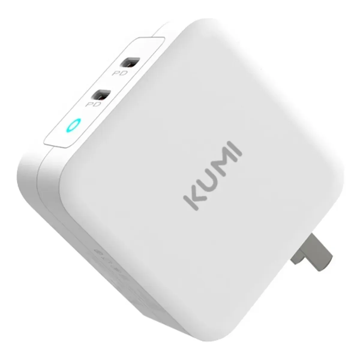 KUMI - Cargador de celular 100W ultra Rápido Kumi doble puerto C - Blanco