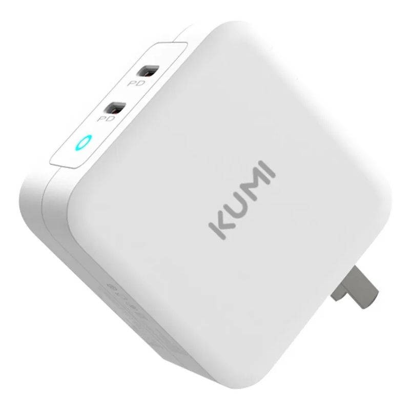 KUMI - Cargador de celular 100W ultra Rápido Kumi doble puerto C - Blanco