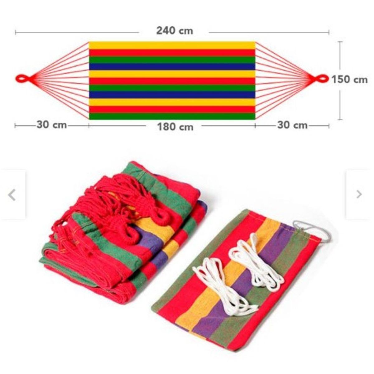 GENERICO - Hamaca Colgante Rayas Rojo con Funda Portátil