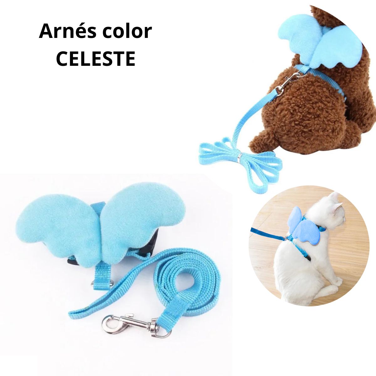 GENERICO - ARNES CON ALAS Y CORREA TALLA M - CELESTE