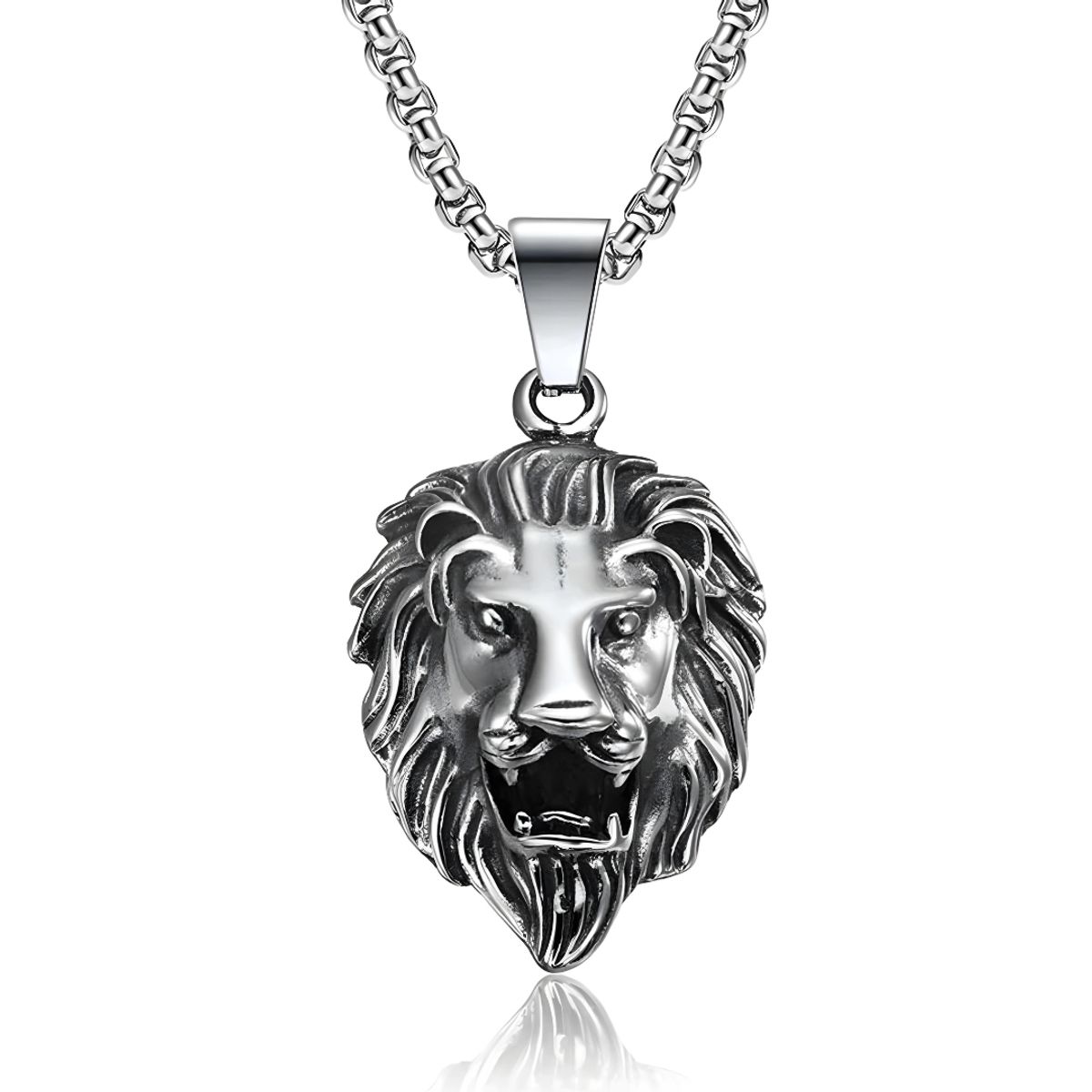 GENERICO - Collar Leon Acero Inoxidable Hombre