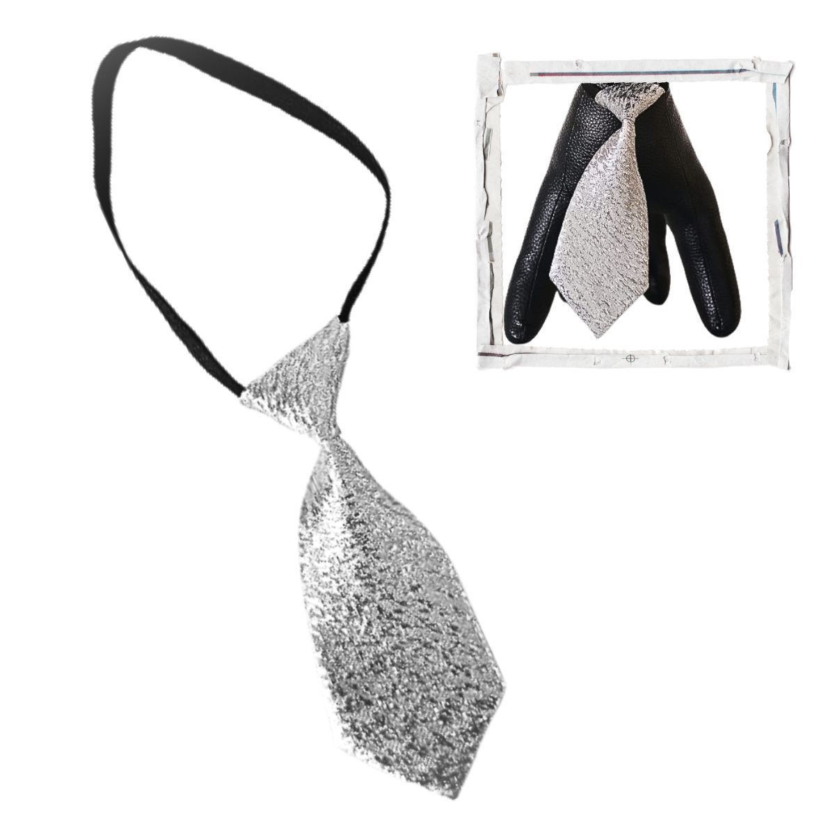 GENERICO - CORBATA PARA MASCOTA BRILLANTE PLATEADO